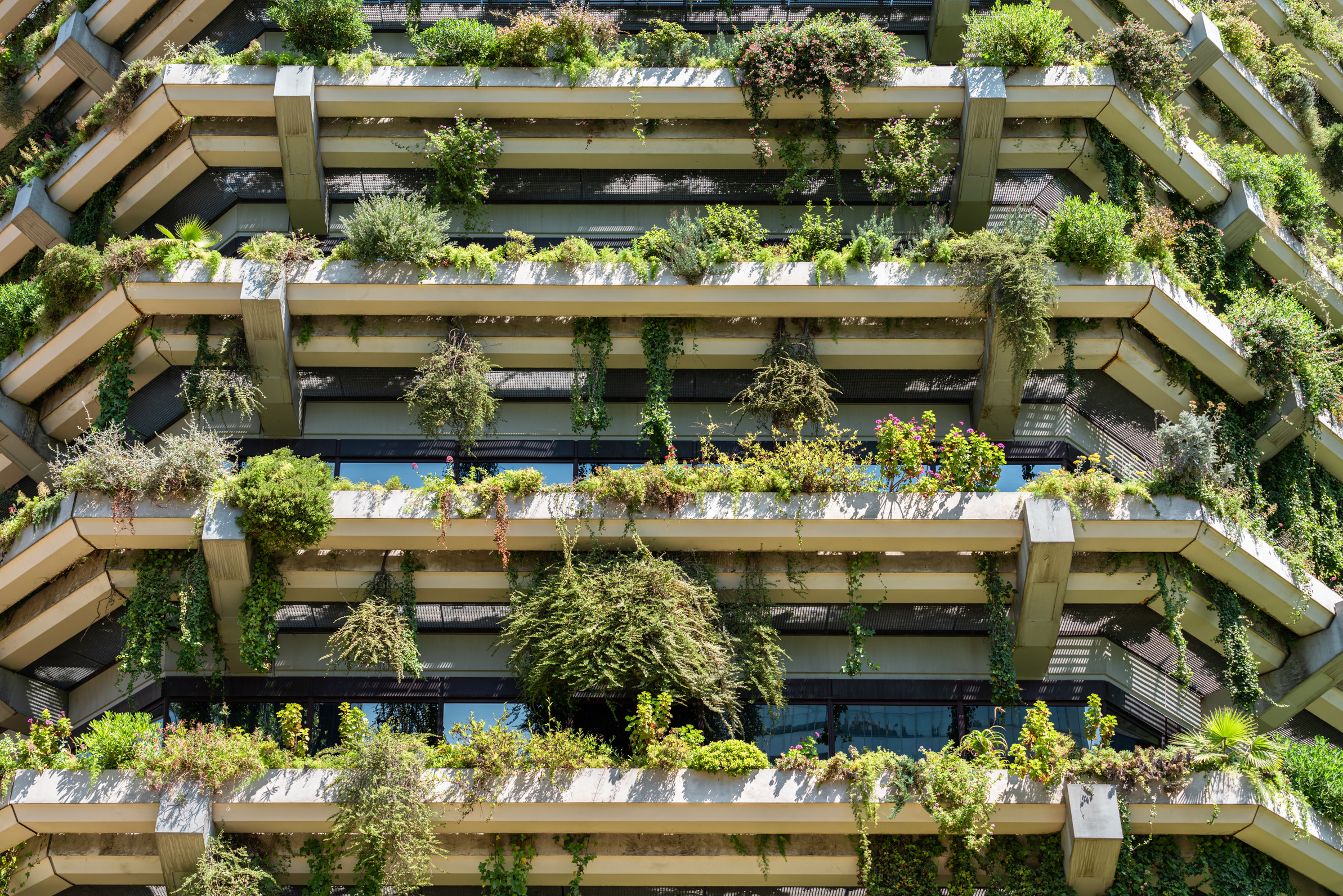 Green Building Façade in Barcelona, Spain